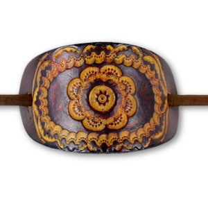 Floral Mandala Print Stick Barrette - Floral Leather Hair Pin - Leather Hair Slide - Hippie Hair Accessory - Tooled Leather Hair Pin