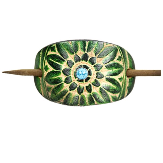 Sunflower Leather Stick Barrette Floral Leather Hair Pin Leather Hair Slide  Hippie Hair Accessory Tooled Leather Hair Pin -  New Zealand