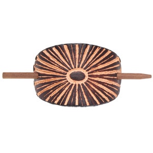 Sunburst Leather Stick Barrette - Brown Leather Hair Pin - Leather Hair Slide - Hippie Hair Accessory - Tooled Leather Hair Pin - Fall Updo
