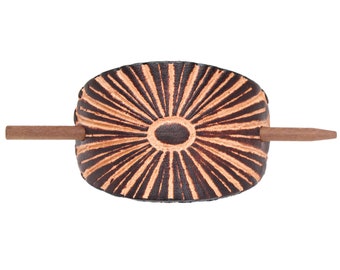 Sunburst Leder Stick Haarspange - braun Leder Haarnadel - Leder Haarspange - Hippie-Haar-Accessoire - Werkzeug Leder Haarnadel - Fall Updo