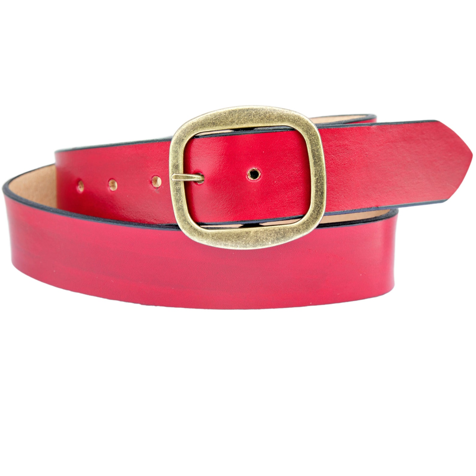 Magenta Pink Leather Belt Belt With Changeable Buckle Snap Etsy