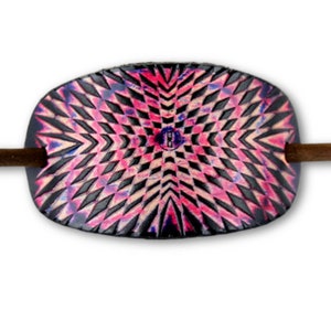 Psychedelic Symmetry Leather Stick Barrette - Geometric Hair Pin - Leather Hair Slide - Hippie Hair Accessory - Tooled Leather Bun Wrap