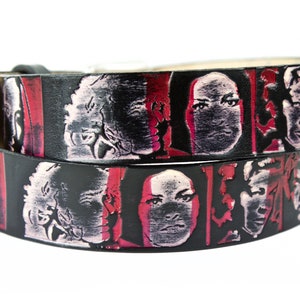 Red and Black Vintage Hollywood female faces Leather Belt with snaps/gifts for her/Tooled belt/vintage cinmea/leading ladies/Marilyn Monroe image 7