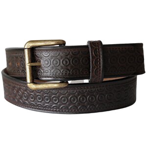 Concentric Circles Tooled Leather Belt With Snaps Black - Etsy
