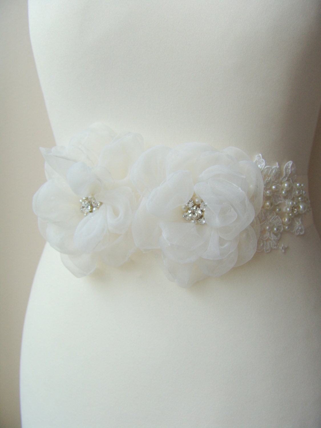 Bridal Ivory Sash Floral Sash Flowers Sash Wedding Floral - Etsy