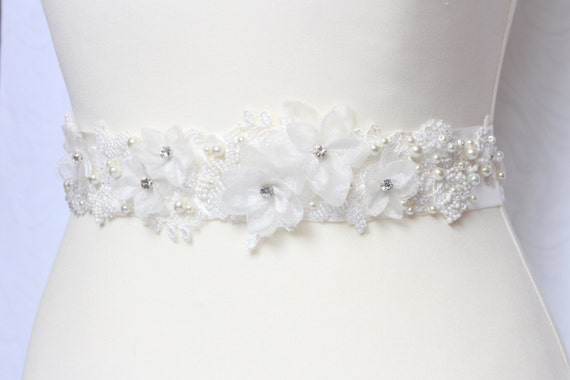 Bridal ivory sash floral sash flowers sash wedding floral | Etsy