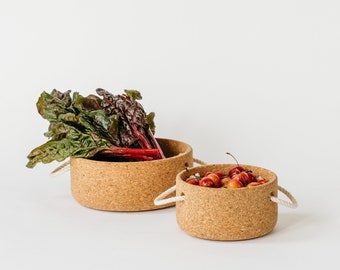 Natural Cork Bowl with Rope Handles