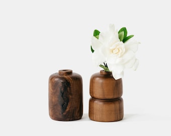 Walnut Hardwood Bud Vase