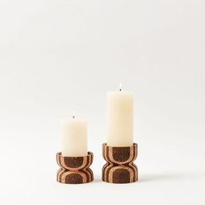 Anni Medium Striped Cork Candle Holder image 2