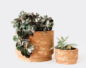 Pink Marbled Cork Modern Planter