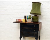 Vintage Bedside Table Mid Century Black Drop Leaf Queen Anne Retro