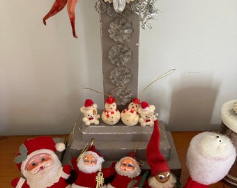 Ten Vintage Santas and Christmas figurines
