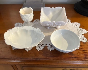 Elegant Group of (4) Vintage White Glass and Ceramic Pieces