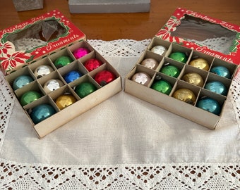 Two Complete Original Boxes of Vintage Glass Baubles