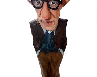 Woody Allen paper mache figure