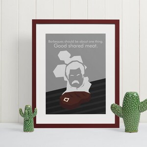 Póster de Ron Swanson &quot;Good Shared Meat&quot; / barbacoa, Parques y Recreación, regalo, decoración de pared, Día del Padre, cita, programa de televisión, divertido, varonil, cueva del hombre, papá