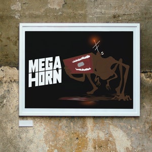 Megahorn Poster | Sirenhead figure wall art, Siren Head fan, scp gaming birthday present, light head horror fan art, gift toy, alarm, scary