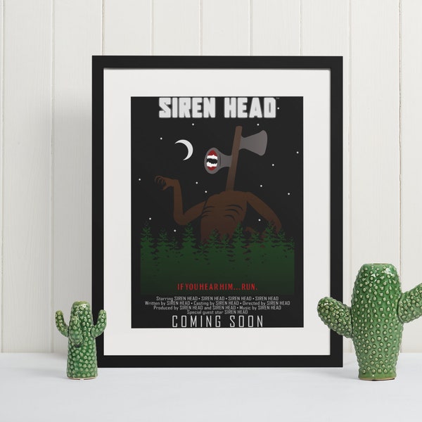 Siren Head Poster | Sirenhead figure wall art, Siren Head fan, scp gaming birthday present, light head horror fan art, gift toy, alarm