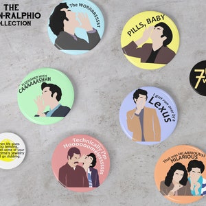 Jean Ralphio Songs Collection-knopenset | pinback pandhouder badges pinnen unieke fanart - mona lisa - grappige bordlijnen citaten cadeau - het ergste