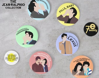 Jean Ralphio Songs Collection Buttons set | pinback pawnee badges pins unique fan art - mona lisa - funny sign lines quotes gift - the worst