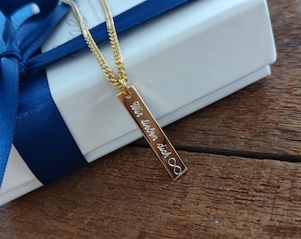 GORGEOUS | Personalised Dog Tag Necklace for men with an elegant bar charm