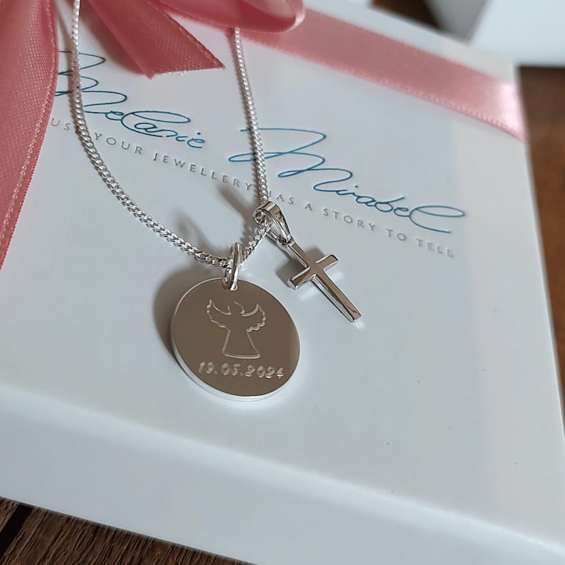 Taufkette Gold Mädchen, taufkette Jungen, taufschmuck, goldene Taufkette personalisiert, kette zur Taufe mit gravur, Namenskette für Mädchen mit Geburtsstein, kinderkette personalisiert, kreuz kette, kette mit kreuz