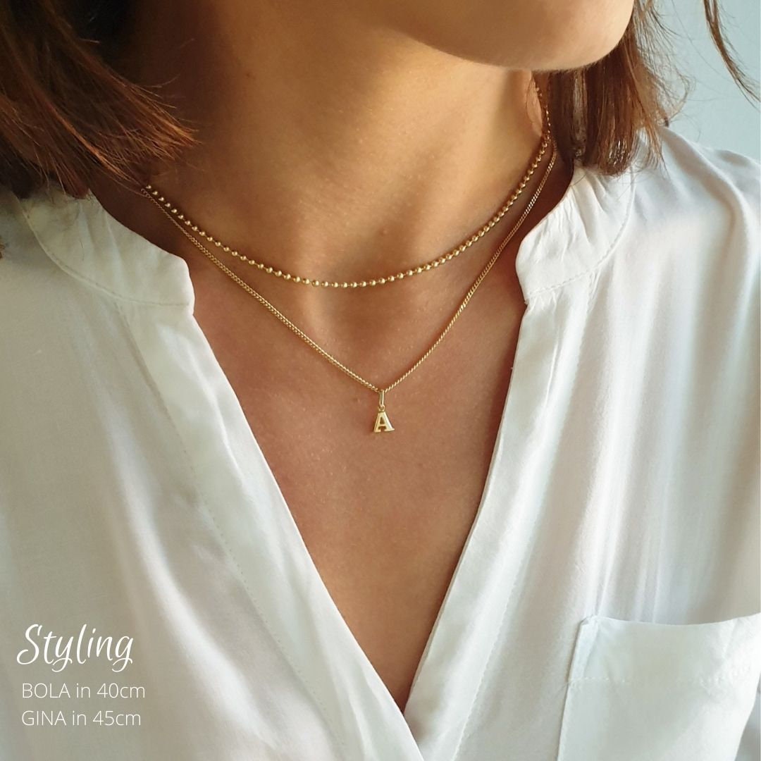 GINA 1 Real Gold Letter Necklace 9K 