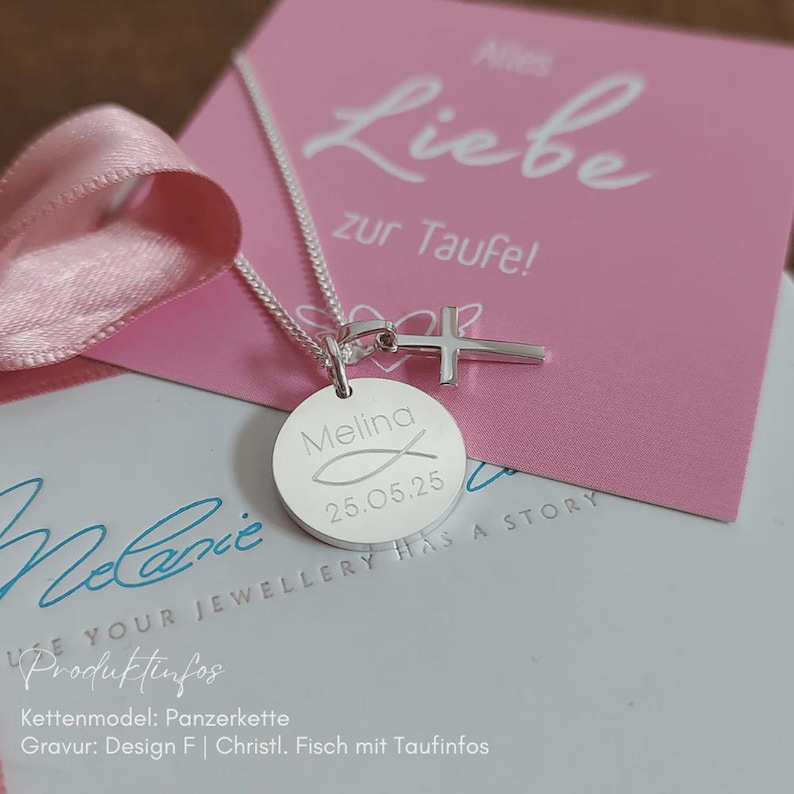 Taufkette Gold Mädchen, taufkette Jungen, taufschmuck, goldene Taufkette personalisiert, kette zur Taufe mit gravur, Namenskette für Mädchen mit Geburtsstein, kinderkette personalisiert, kreuz kette, kette mit kreuz