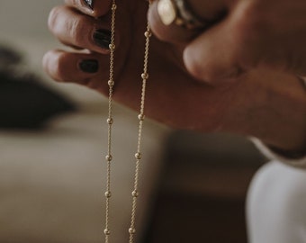 MARIE | Dainty Layering Necklace Gold, Simple Choker Necklace, Delicate Gold Layered Satellite Necklace