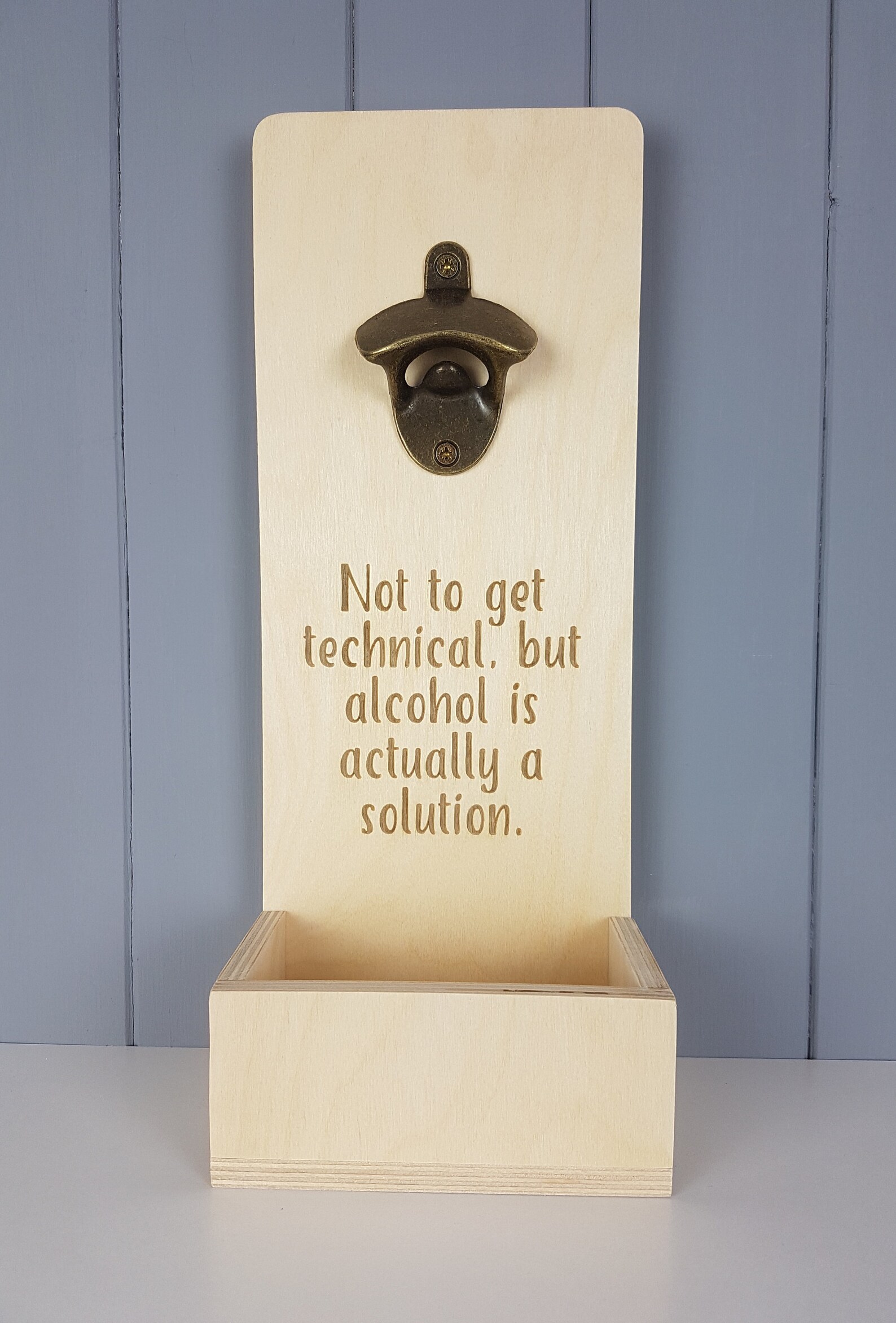 Birch Plywood Wall Mounted Bottle Opener it is a Solution Personalised