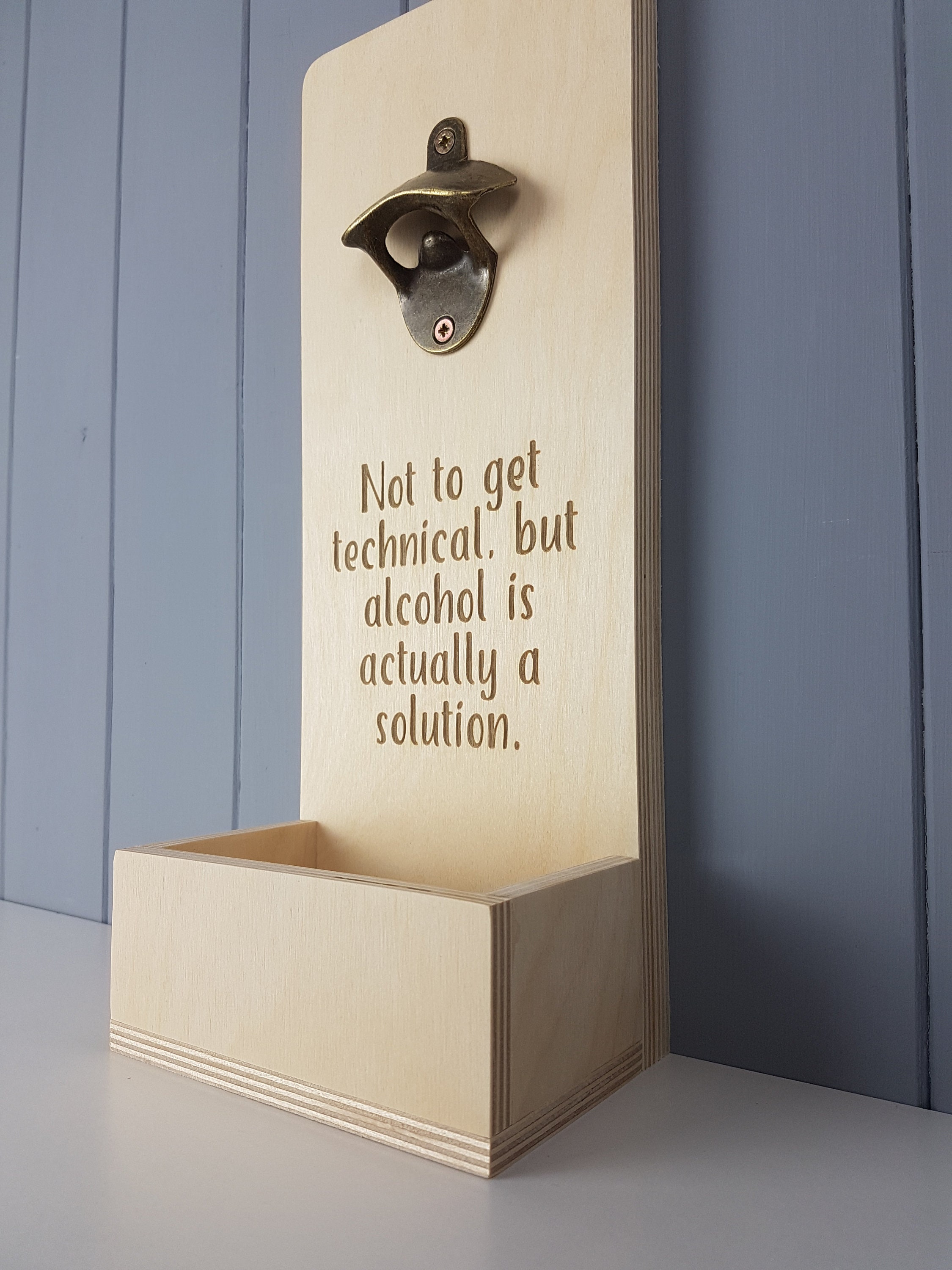 Birch Plywood Wall Mounted Bottle Opener it is a Solution Personalised