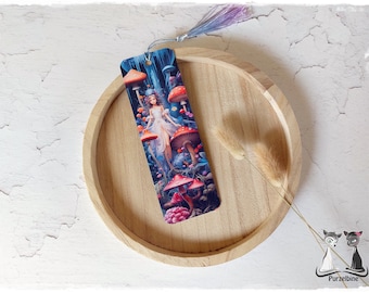 Bookmark - elf with fly agarics - printed on both sides - reading accessories for book lovers and bookworms