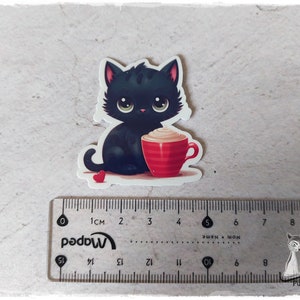 Sticker Schwarze Katze mit Tasse Kaffee Planer Bullet Journal Terminplaner Tagebuch Scrapbook Kalender Bild 3