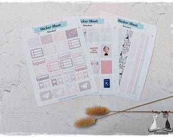 Sticker-Sheet Set mit 3 Bögen "Reisefieber"- Sticker - Aufkleber - Planer - Bullet Journal - Terminplaner - Tagebuch - Scrapbook - Kalender