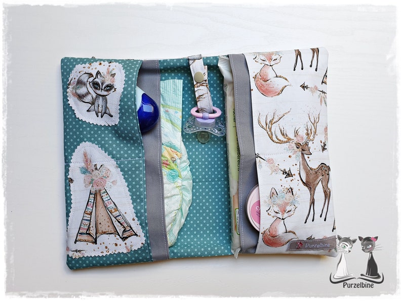 Diaper Bag Boho Forest Animals Fox Raccoon Deer image 1