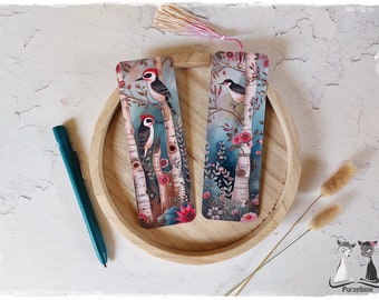 Bookmark - Birds in the tree - printed on both sides - reading accessories for book lovers and bookworms