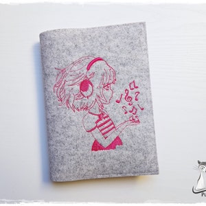 Cover for notebook or planner Din A5 - book calendar - calendar - calendar cover - felt - girl