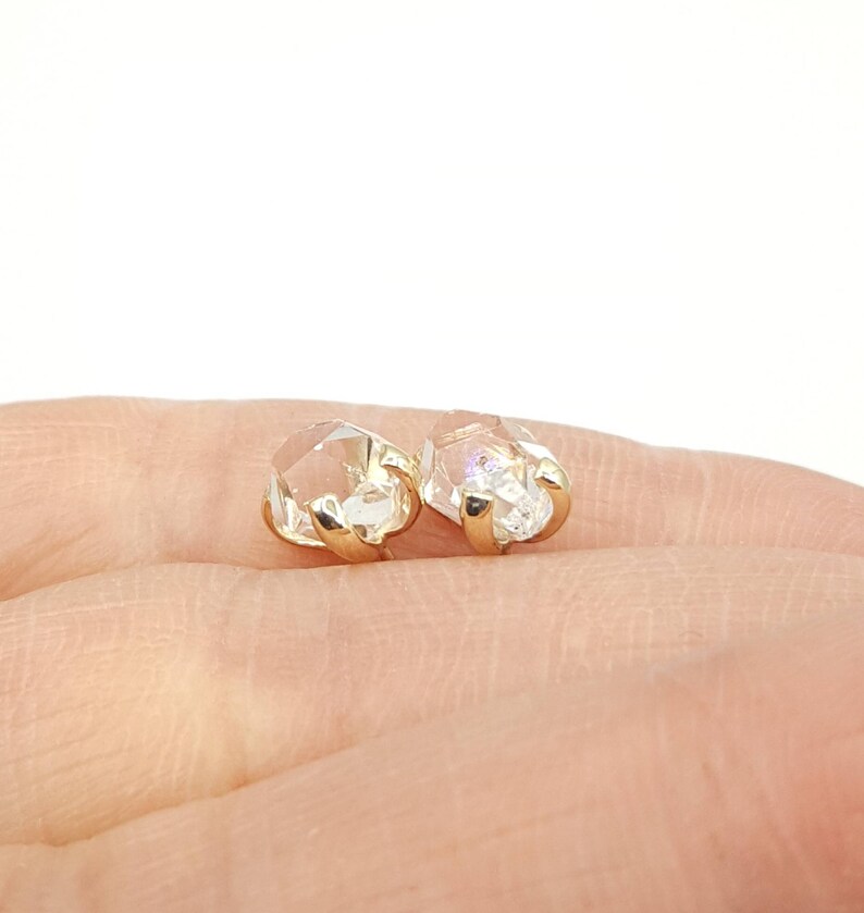 •MOON STACK• double terminated quartz + gold earrings
