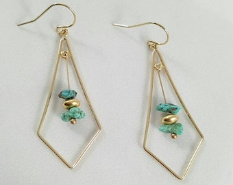 Turquoise Gold Filled Chandelier Earrings