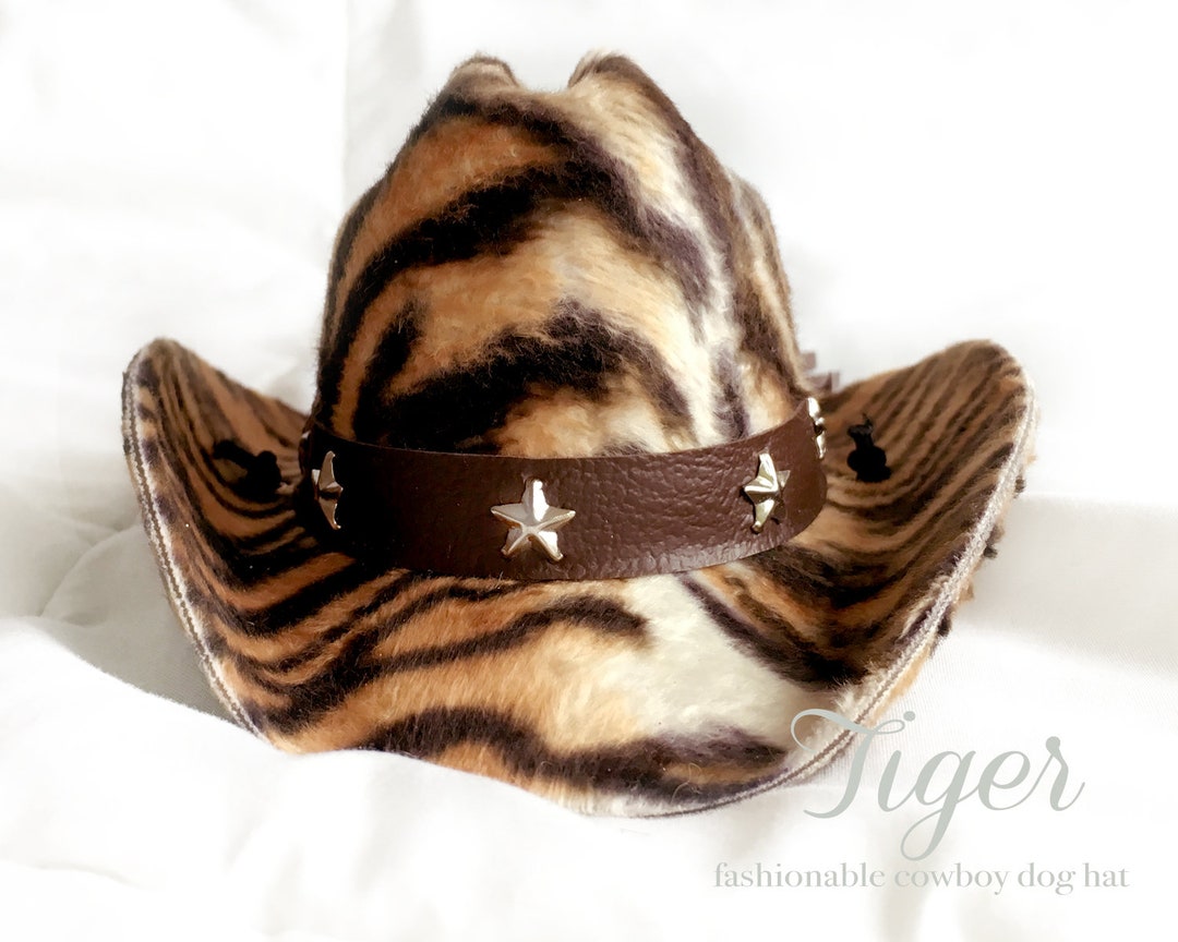Tiger Print Cowboy Dog Hats Dog Hats Tiger Cowboy Puppy Hat Etsy