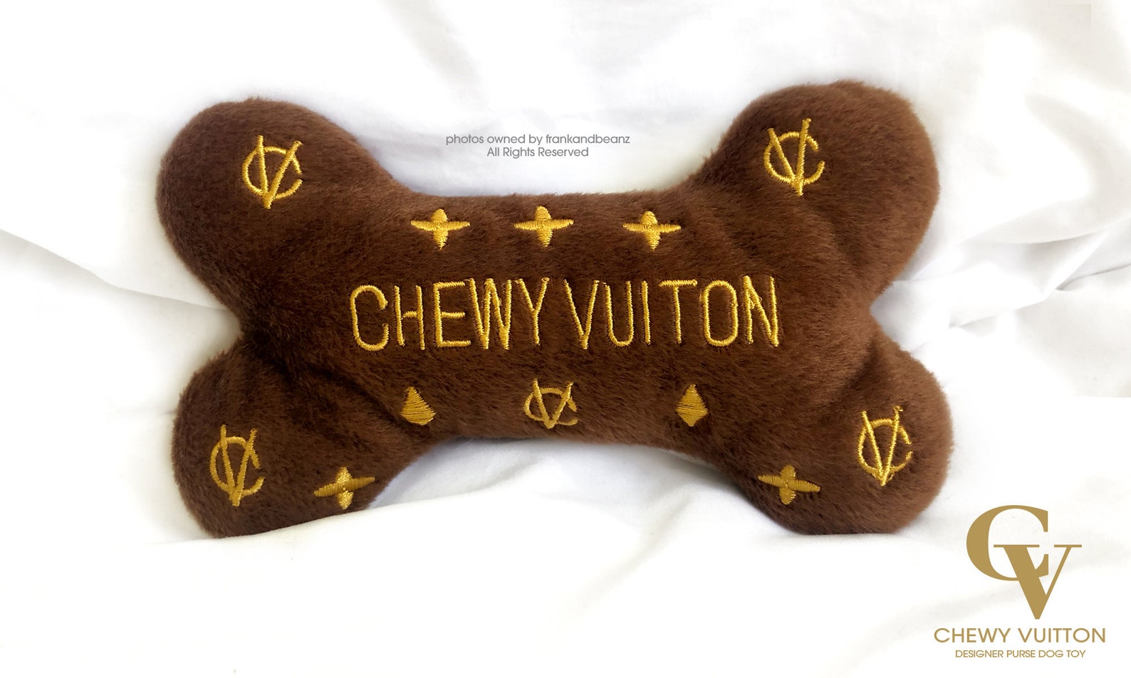 Chewy Vuitton Bone Dog Toy Designer Dog Toys Squeaky Soft Etsy