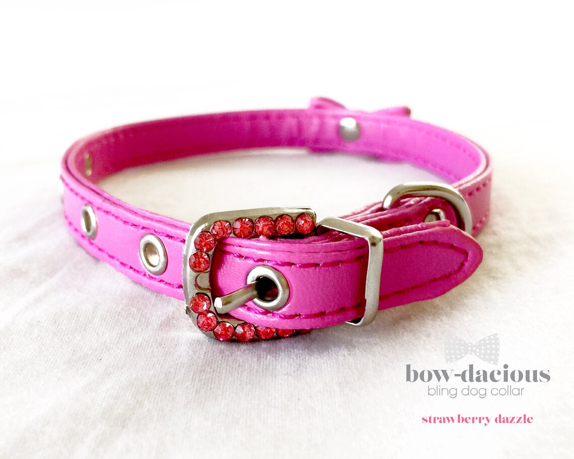 Pink Diamond Dog Collar Bow Tie Dog Collar All Sizes Pet Etsy