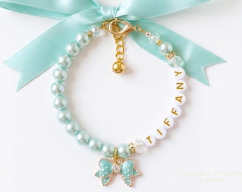 Personalized Pearl Dog Necklace: Luxury Rhinestone Cat Collar, Bel Air Pet Jewelry
