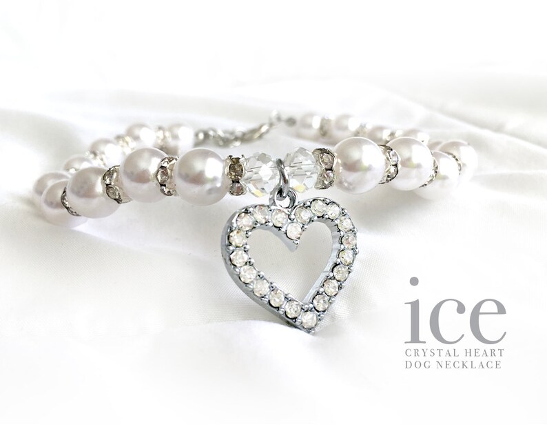 Heart and Pearl Dog Collar Necklace Girl Dog Collar Bling Etsy