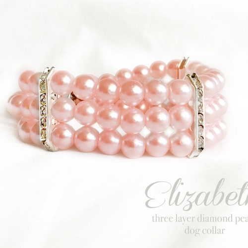 Pink Pearl Dog Collar Three Layer Dog Necklace Puppy Collar Etsy