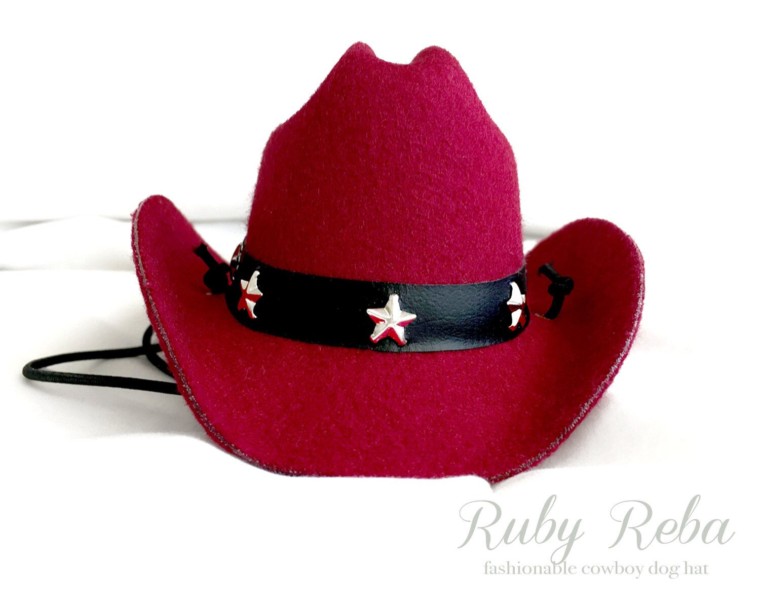 Ruby Reba Red Burgundy Cowboy Dog Hat 