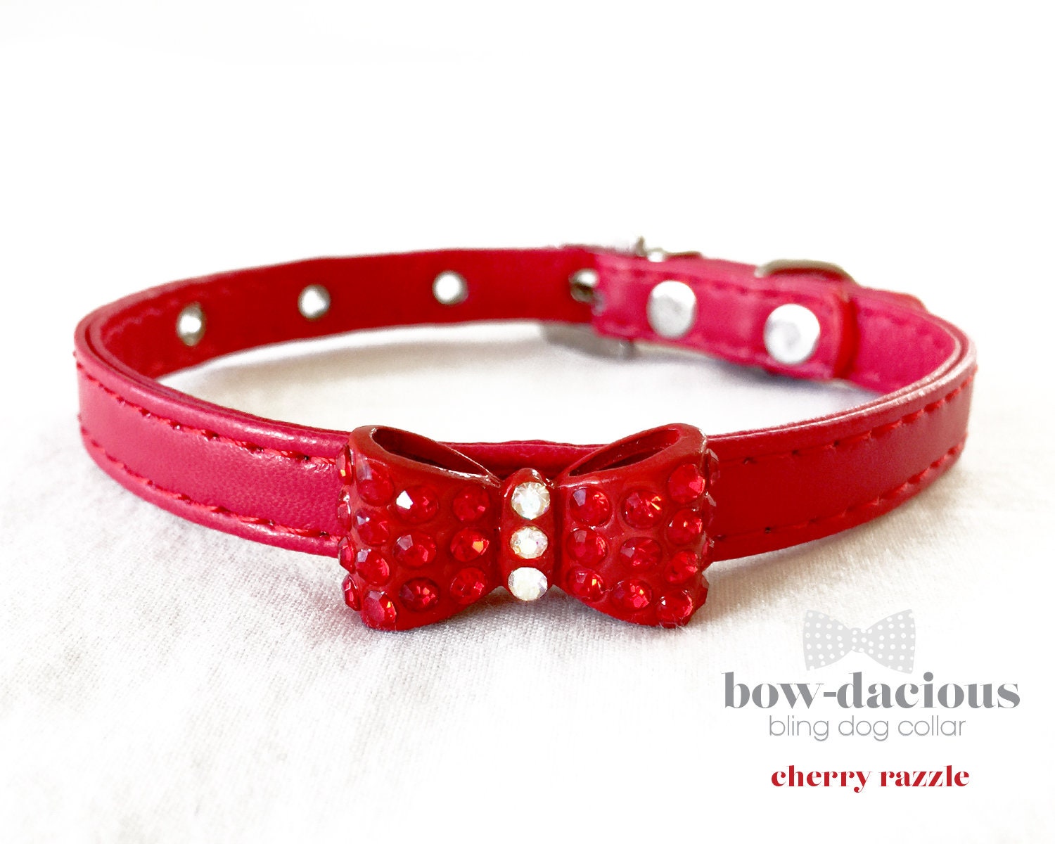red bow dog collar