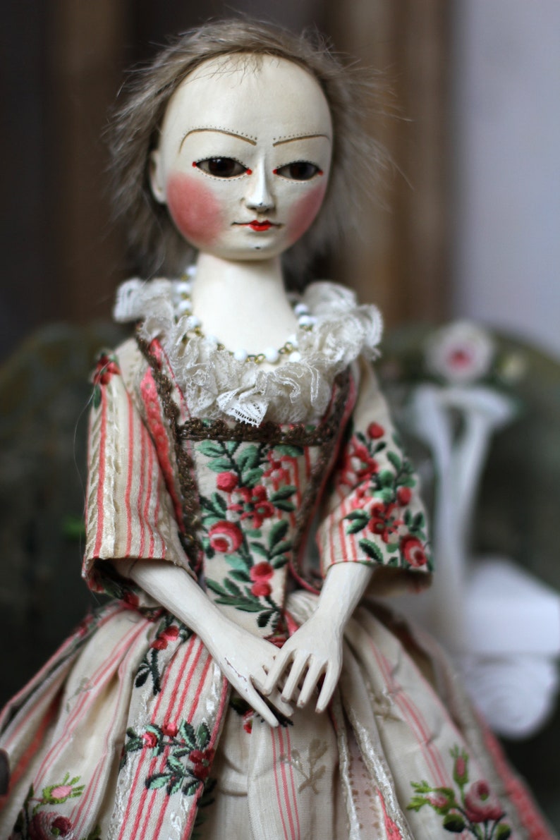 Queen Anne style wooden doll interior boudoir doll rare | Etsy