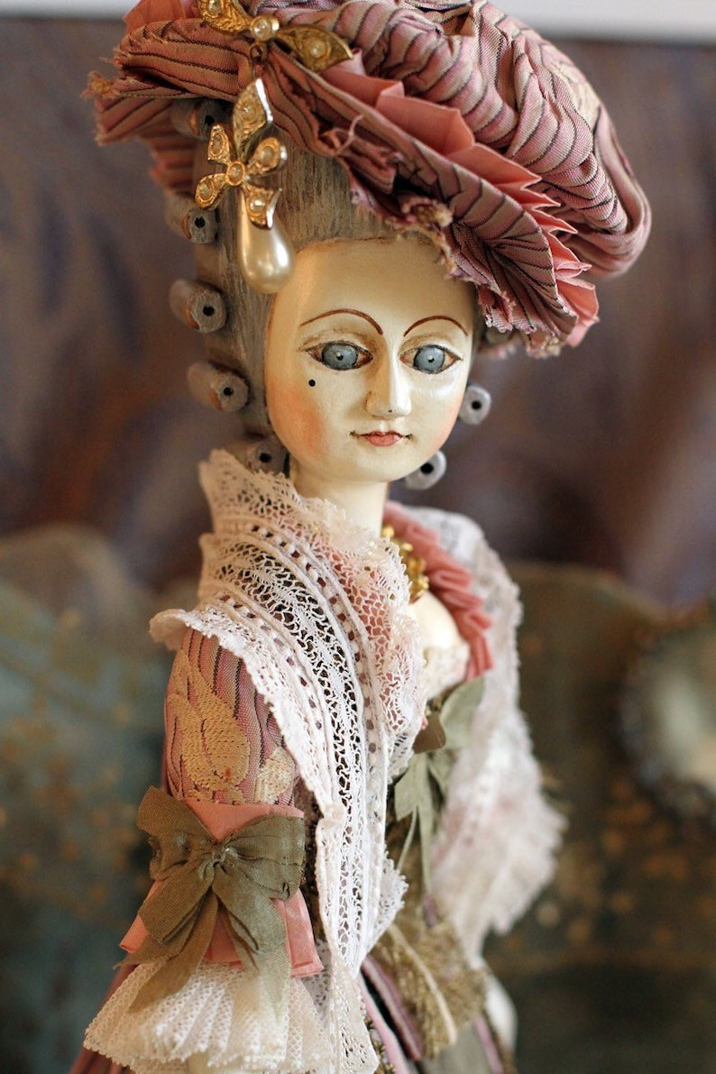 Artist wooden handmade antique style doll French Court Etsy