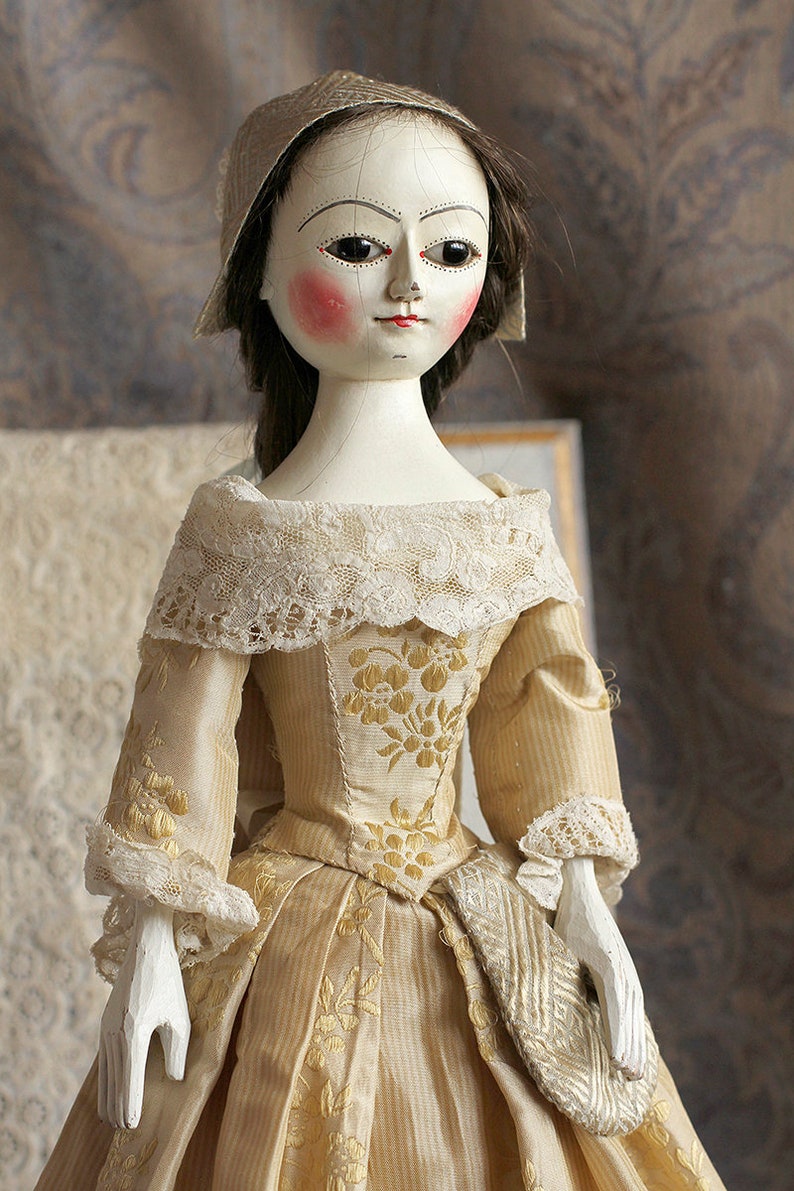 Queen Anne style wooden doll antique style art doll rare Etsy